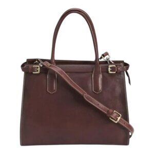 CAVALCANTI Brown Made In Italy Leather Belt Top Detail Satchel